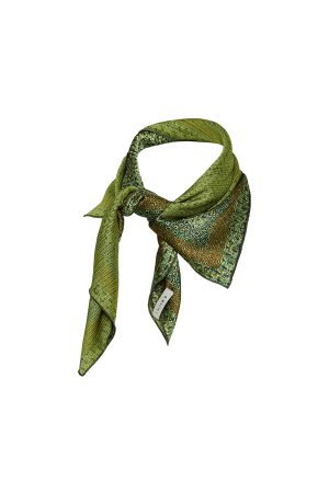 Mosaic Green Scarf by Selini Collections – patterned green silk accessory for neck or hair