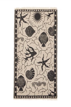 Marilyn Black patterned beach towel by Selini Collections